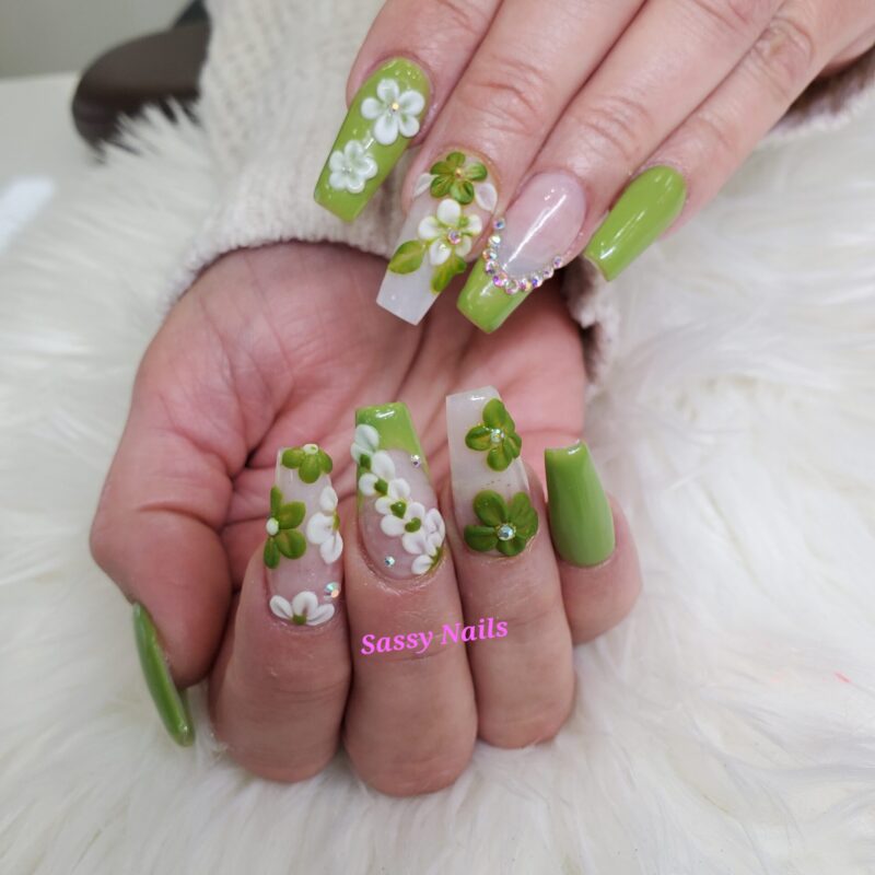Sassy Nails 3 D designs green gallery Gallery Sassy Nails 3 D designs green scaled 800x800